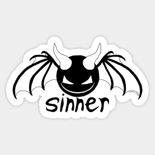 Smiley Sinner - White on Black Sticker